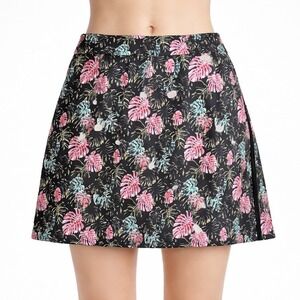 EP New York Skort Womens Large Black Multi Tropical Floral 17.5" UV 50+ Casual